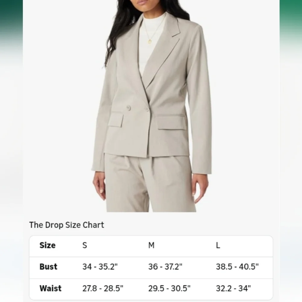 The Drop Heater Cream Liza Relaxed Single-Breasted Blazer Size Large NWT - Picture 8 of 10